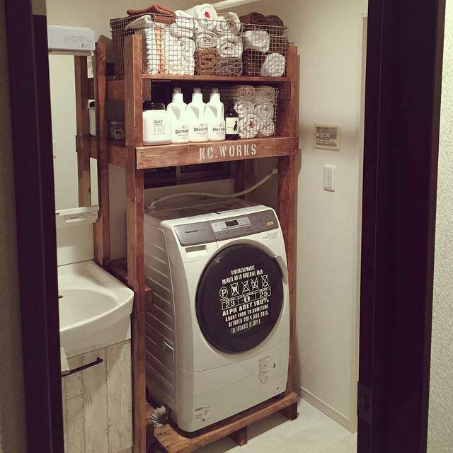 【ランドリーラック】DIY洗濯機ラックで脱衣所をスッキリ収納!