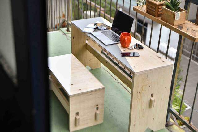 家中どこでもワークスペース！3×6合板1枚から作れる折りたたみデスク&ベンチ