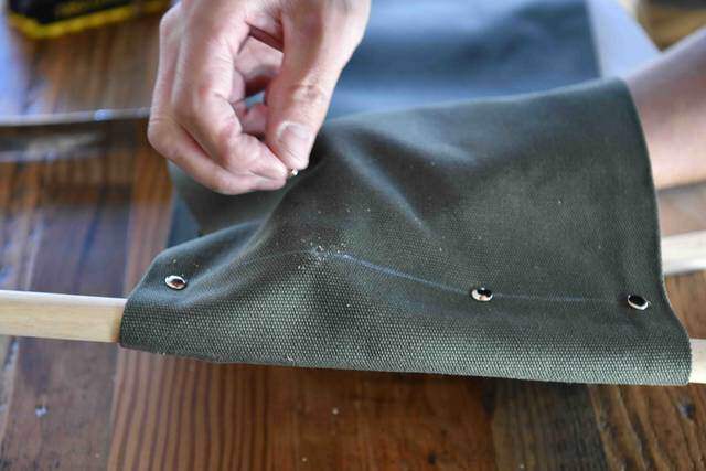 縫わずに作れるキャンバスラック 。屋内外問わず吊るして収納！